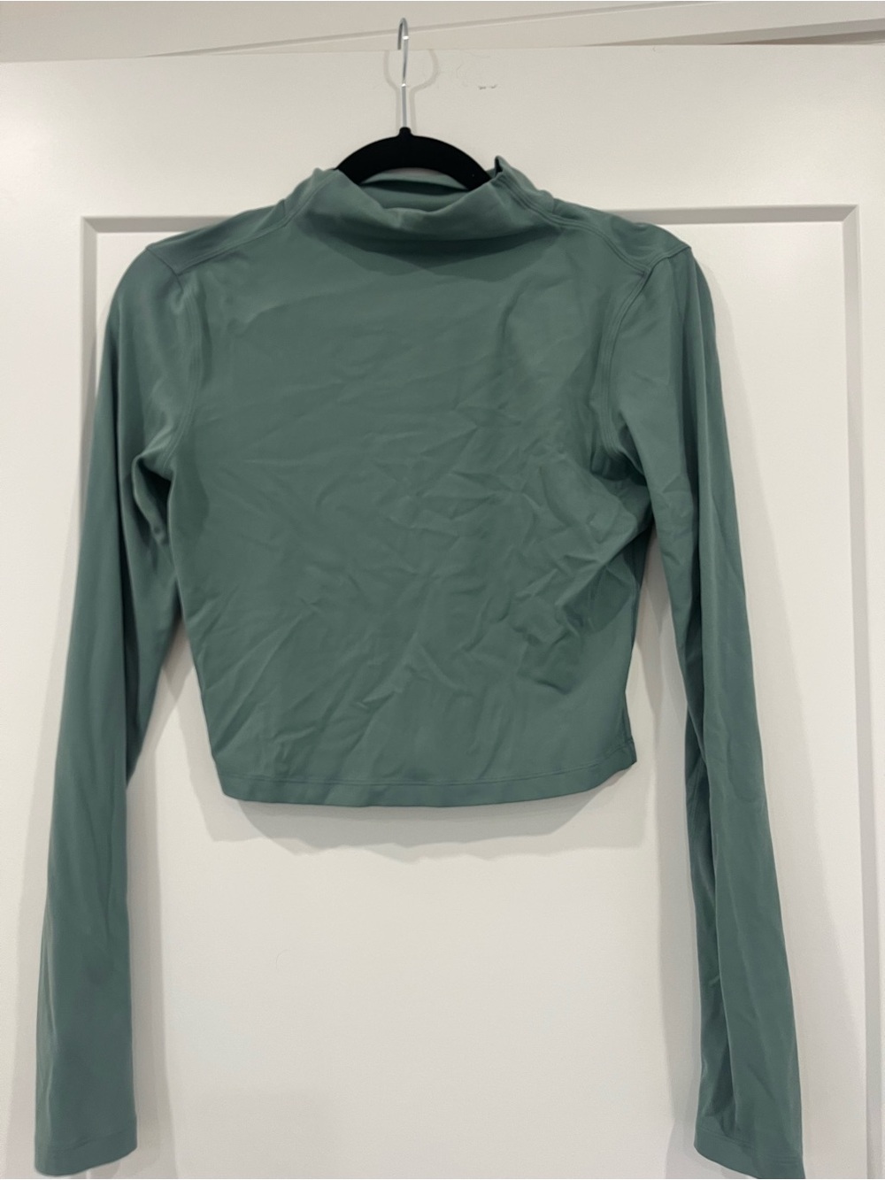 lululemon athletica Sage Green Cropped Long Sleeve Mock Neck
